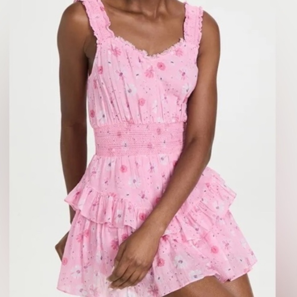 LoveShackFancy Floral Print Mini Dress